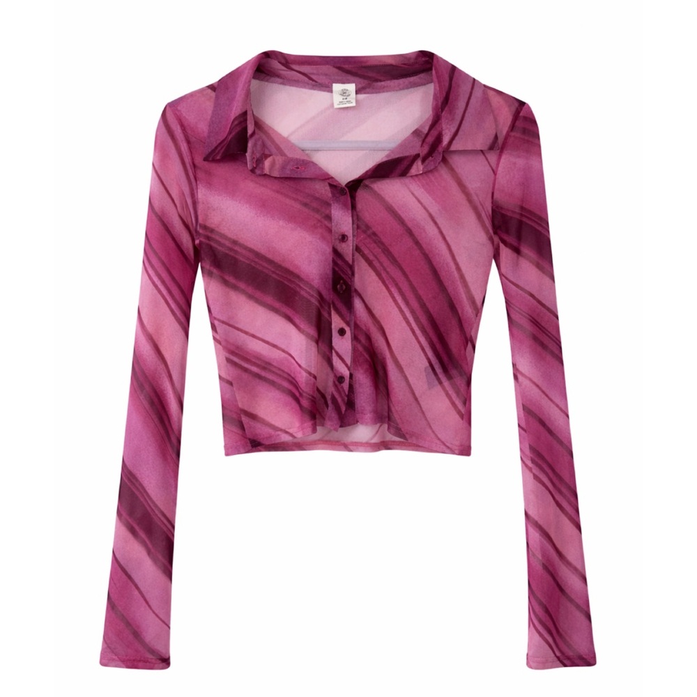 UO Mauve Sheer Cropped Blouse
